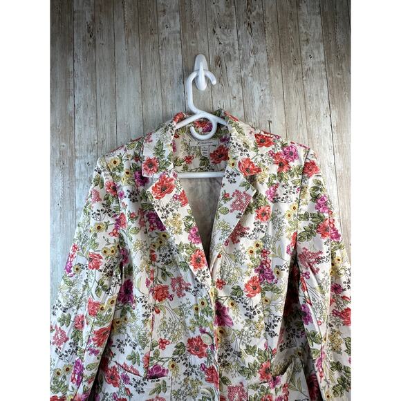 JM Collection Blazer Jacket Womens 12 Cream Green 3‎ Button Stretch Cottagecore - Picture 3 of 9